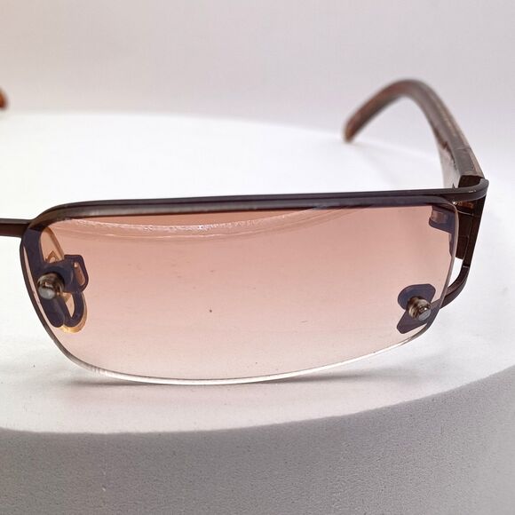 L.E.I. Brand Half Rim Red Orange Patterned Arms Brown Tinted Lens Sunglasses - Picture 8 of 8